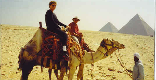 Ann and Curt on camels in Egypt